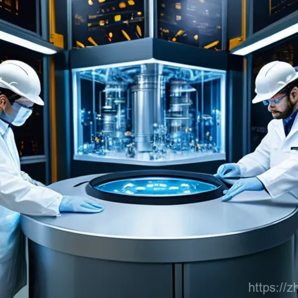 원자력 엔지니어의 자기계발 방법 - **Prompt:** A diverse team of male and female nuclear engineers, dressed in professional safety atti...