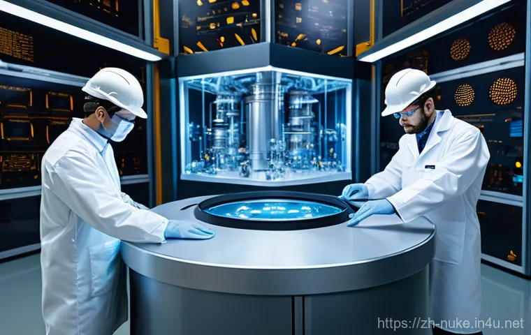 원자력 엔지니어의 자기계발 방법 - **Prompt:** A diverse team of male and female nuclear engineers, dressed in professional safety atti...