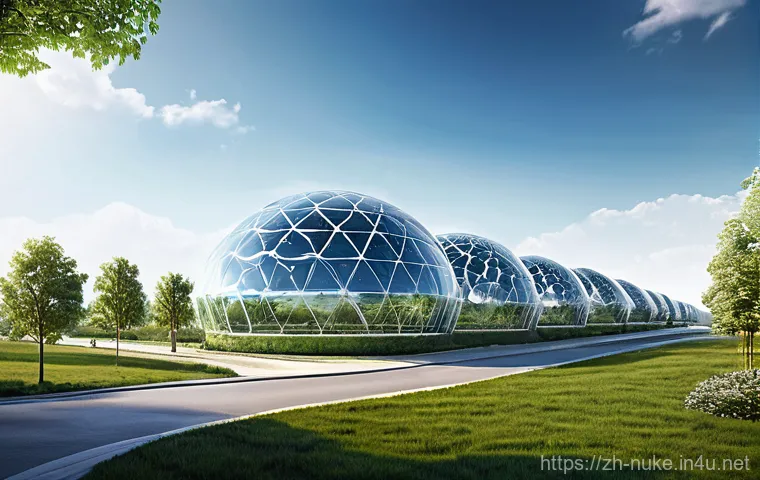 원자력 기술 개발의 역사 - **Prompt for SMRs and Flexible Energy:**
    "A highly detailed, wide-angle shot of a futuristic, cl...