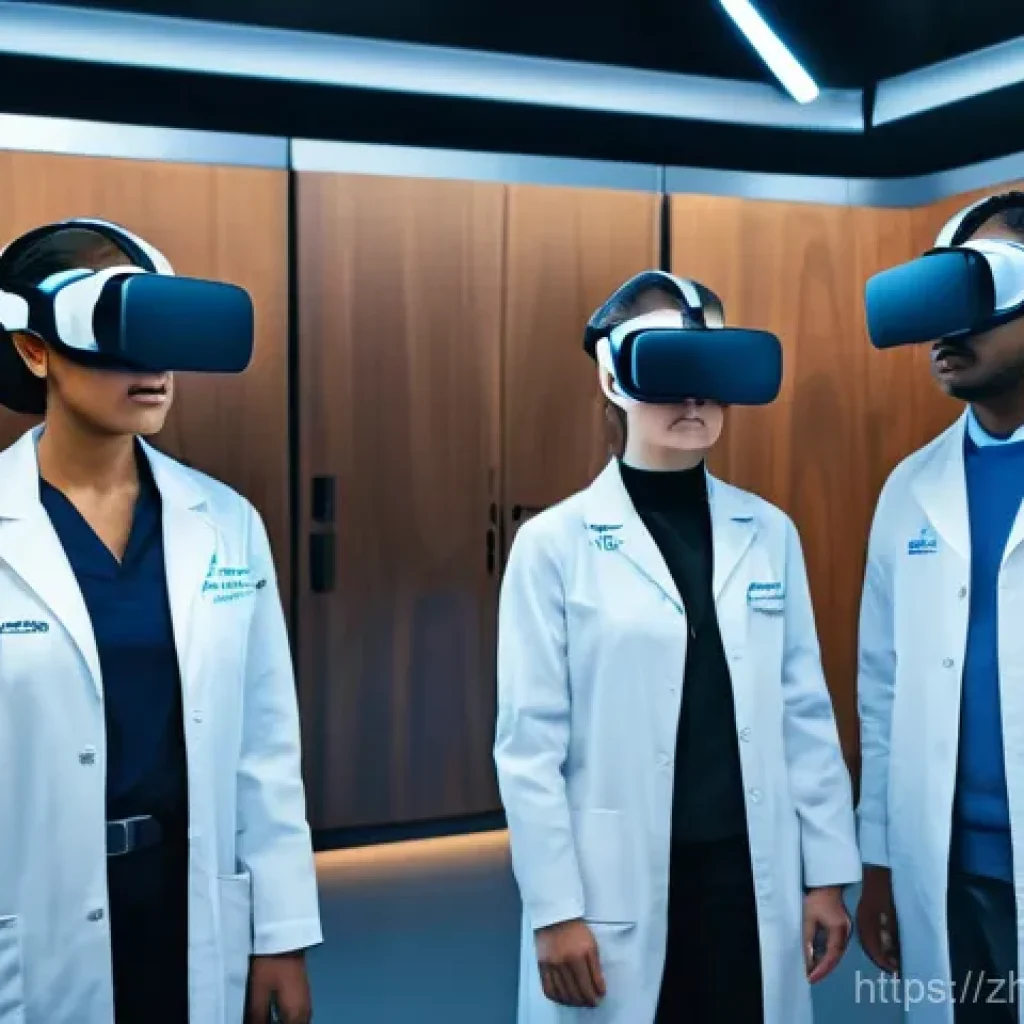 원자력 발전 기술의 교육 사례 - **Prompt 1: Advanced Nuclear Education through VR Simulation**
"A diverse group of five young ad...