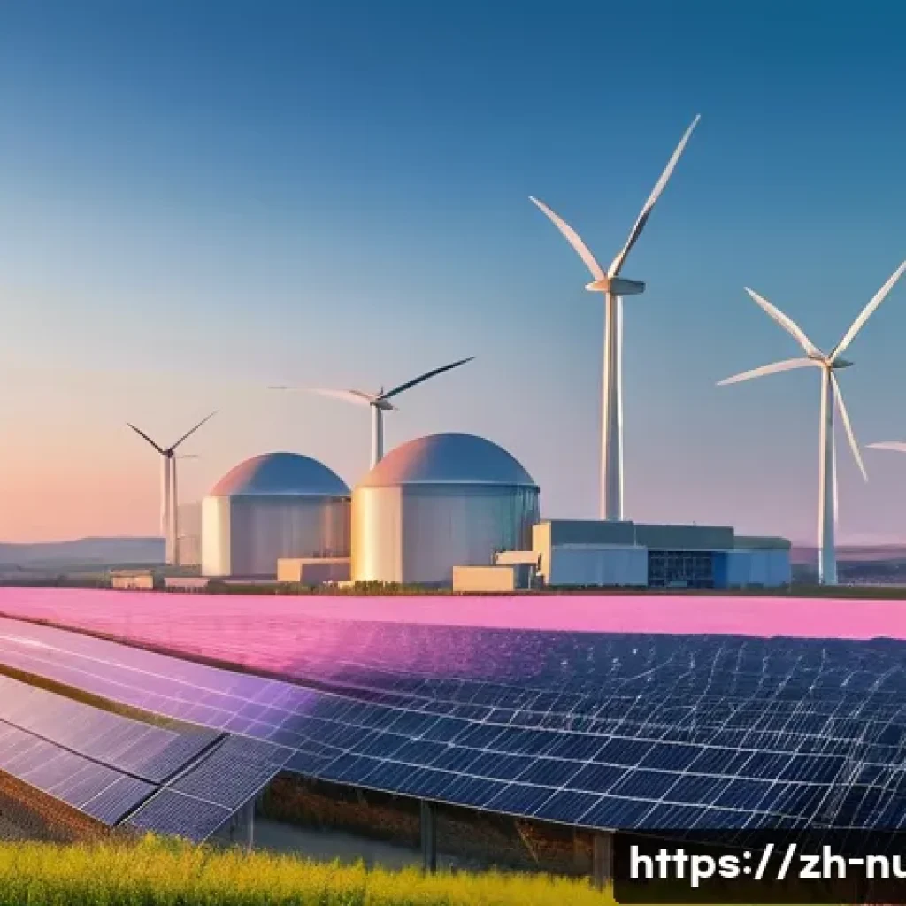 원자력 발전과 탄소 배출 저감 효과 - **Prompt Title: "Guardian of Green Energy"**
A wide, panoramic shot of a hyper-modern nuclear po...