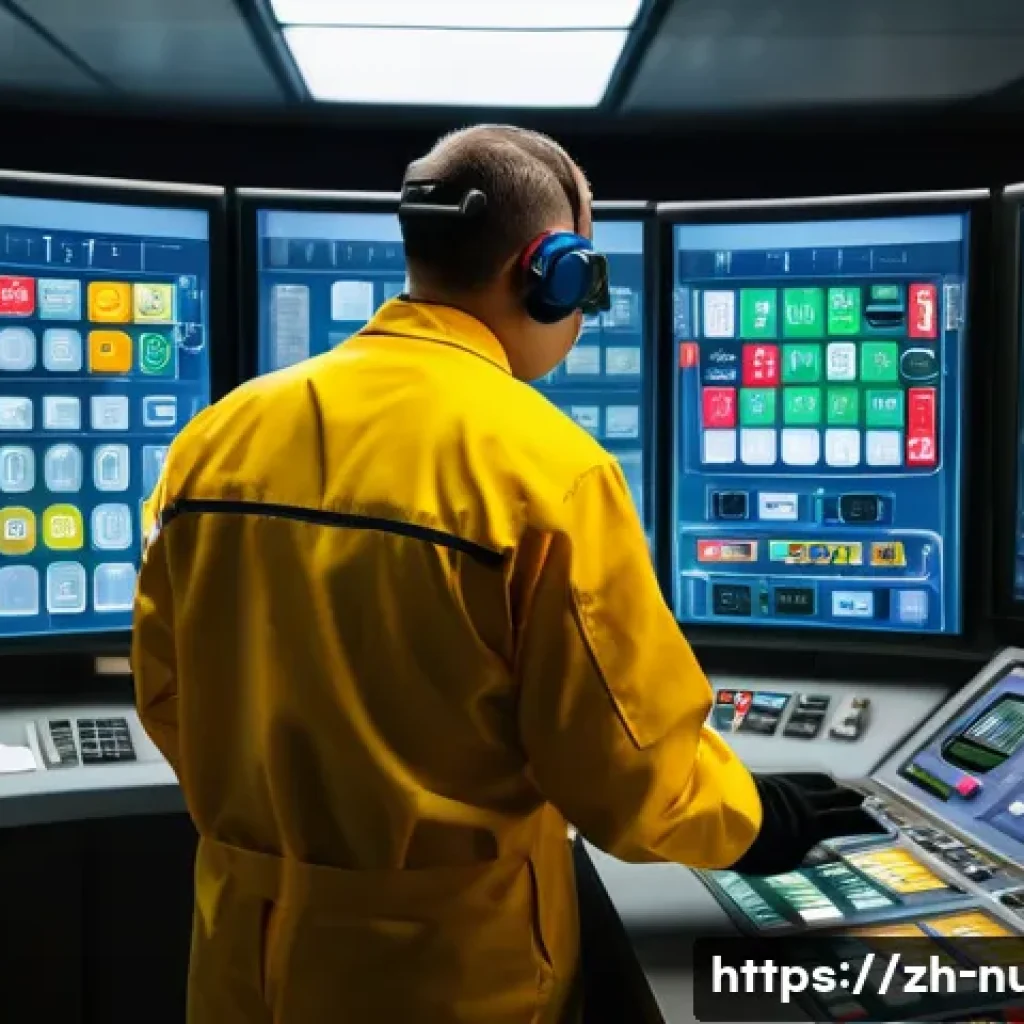 원자력 기술 자격증 종류와 취득 방법 - A highly detailed scene inside a nuclear power plant control room, featuring a professional nuclear ...